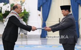 Presiden RI Prabowo Subianto menerima surat kredensial dari Dubes Palestina untuk RI di Istana Merdeka, Jakarta Pusat, Senin (8/6/2026). (ILUSTRASI)