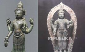 Dua arca perunggu Buddha Avalokiteshvara dalam posisi berdiri yang berasal dari abad ke-8.