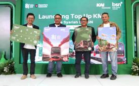 Peluncuran integrasi Bale Syariah by BSN dengan Kartu Multi Trip (KMT) PT Kereta Commuter Indonesia (KCI) di Stasiun Sudirman, Jakarta, Sabtu (15/8/2026).