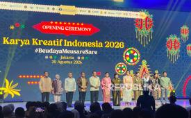 Opening Ceremony Karya Kreatif Indonesia (KKI) 2026 bertajuk #BeudayaMeusareSare yang digelar Bank Indonesia (BI) di JCC, Senayan, Jakarta, Kamis (20/8/2026). 
