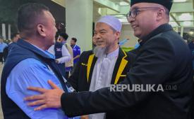 Petinggi DPP Partai Ummat menghadiri acara HUT Ke-25 Partai Demokrat di Indonesia Arena, Senayan, Jakarta Pusat.