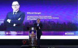 Managing Director Risk & Sustainability BPI Danantara Effendi Hengki memberikan sambutan pada puncak TOP GRC Awards 2026 di Jakarta, Rabu (9/9/2026).