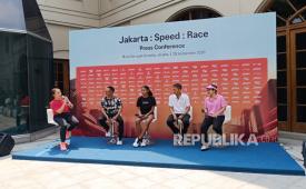 Konferensi pers ajang lari performance-based ASICS Jakarta Speed Race di Jakarta Pusat, Jumat (25/9/2026).