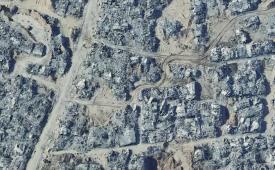 Citra satelit Google Earth yang menggambarkan kehancuran di Gaza akibat serangan brutal Israel.