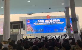 Pelaksanaan doa bersama dalam rangka peringatan HUT ke-81 TNI di Mabes TNI, Cilangkap, Jakarta Timur, Senin (5/10/2026).