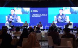 Kegiatan Indonesia Treasury Leadership Forum 2026 yang diselenggarakan Standard Chartered Indonesia di Jakarta, Selasa (13/10/2026).