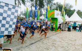 Peserta mengikuti rangkaian Bintan Triathlon 2026 di Kawasan Pariwisata Lagoi, Kabupaten Bintan, Kepulauan Riau.