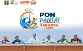 Dispora DKI Jakarta bersama KONI DKI Jakarta menggelar rapat koordinasi Panitia Besar (PB) PON Pantai 2026 di Gedung KONI DKI Jakarta, Jalan Tanah Abang I, Jakarta Pusat, Rabu (28/10/2026).