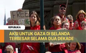 Aksi unjuk rasa dukung perjuangan rakyat Gaza di Belanda.