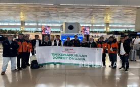 Dompet Dhuafa dan tim relawan berangkat menuju Yordania untuk menjalankan misi kemanusiaan bagi warga Palestina di Gaza, Ahad (26/10/2025)..