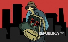 Ilustrasi pemuda merakit bom.