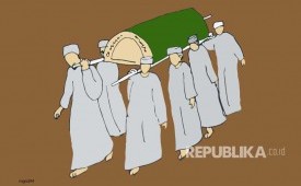 Pengiring jenazah (ilustrasi). Umat Islam untuk memperhatikan adab ketika mengantar jenazah. 