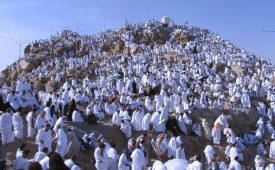 Jamaah haji saat wukuf di Padang Arafah, Makkah, Arab Saudi (ilustrasi).