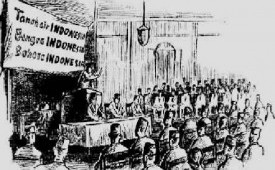 Lukisan Kongres Bahasa Indonesia di Solo tahun 1938