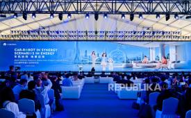 Peluncuran Mobo dalam acara AiMOGA Robotics Global Launch 2026 di Wuhu, Provinsi Anhui, China, pekan lalu.