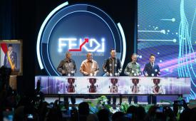 Pembukaan Festival Ekonomi Keuangan Digital Indonesia dan Indonesia Fintech Summit & Expo 2025 (FEKDI x IFSE 2025)  di Hall B JICC Jakarta (30/10/2025).