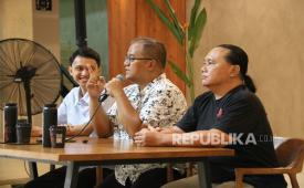 Penggagas Hobby Mart dari GARIS Enterprise Hari Bravo memberikan penjelasan dalam konferensi pers Hobby Mart di Jakarta, Rabu (3/6/2026).