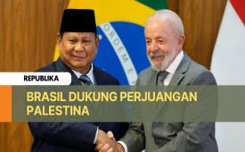  Presiden Prabowo Subianto dan Presiden Brazil Luiz Inacio Lula da Silva dalam pernyataan pers bersama mendukung Palestina