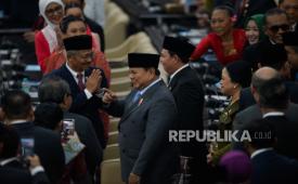 Presiden RI Prabowo Subianto dalam Sidang Tahunan MPR RI dan Sidang Bersama DPR RI-DPD RI Tahun 2026 di Gedung Nusantara, Kompleks Parlemen, Jakarta, Jumat (14/8/2026).
