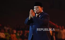 Presiden RI Prabowo Subianto menghadiri  Puncak HUT Ke-60 Partai Golkar di Sentul International Convention Center, Kabupaten Bogor, Jawa Barat, Kamis (12/12/2024) malam WIB.