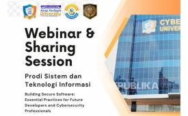 Program Studi Sistem dan Teknologi Informasi (STI) Cyber University siap menggelar Webinar Nasional bertajuk Building Secure Software: Essential Practices for Future Developers and Cybersecurity Professionals,  Jumat (9/1/2026).