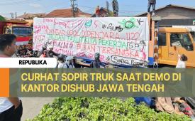 Sekitar 1.500 sopir truk se-Jawa Tengah (Jateng) menggelar demonstrasi di depan Kantor Dinas Perhubungan (Dishub) Provinsi Jateng, Kota Semarang, Senin (23/6/2025) pagi. Massa menyuarakan sejumlah tuntutan yang terkait dengan kesejahteraan dan keselamatan mereka sebagai sopir. 
