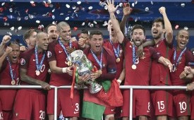 Selebrasi kemenangan timnas Portugal di Piala Eropa 2016