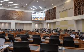Suasana rapat kerja Pemerintah dengan Banggar DPR di Kompleks Parlemen, Senayan, Jakarta, Rabu (14/9/2022). Anggota DPR RI mendapat tambahan tunjangan rumah senilai Rp50 juta.