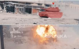 Tangkapan layar dari rekaman video kendaraan Israel yang diledakkan Brigade Al Quds.