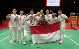 Tim bulu tangkis beregu putra Indonesia yang merebut emas Asian Games 2026. 