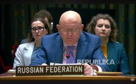 Wakil Tetap Rusia Untuk PBB Vasily Nebenzya dalam Sidang Darurat Keamanan PBB