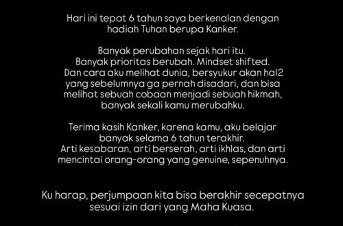 Ini Pesan Vidi Soal Penyakitnya, ''Terima Kasih Kanker''