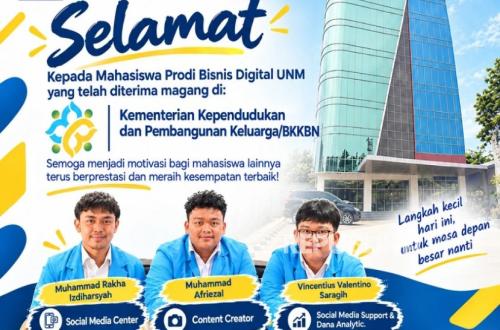 Tiga Mahasiswa Prodi Bisnis Digital UNM Lolos Magang di Kemendukbangga BKKBN Pusat
