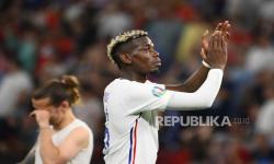 Paul Pogba dari Prancis bereaksi setelah pertandingan sepak bola babak penyisihan grup F UEFA EURO 2020 antara Portugal dan Prancis di Budapest, Hongaria, 23 Juni 2021.