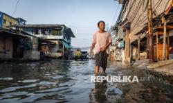 In Picture: Banjir Rob Kembali Genangi Muara Angke Jakarta