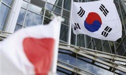 Bendera Jepang dan Bendera Korsel.Ilustrasi.