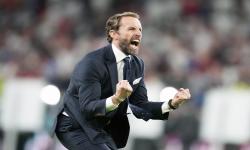 Ekspresi pelatih Inggris Gareth Southgate setelah timnya mengalahkan Denmark 2-1 di semifinal Euro 2020.