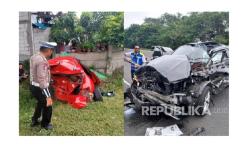 <em>Ngebut</em> Bahu Jalan Tol Surabaya-Gempol, BMW Tabrak Honda Brio Hingga Terpelanting dan Rusak Parah