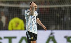 Reaksi Lionel Messi dari Argentina saat kalah di pertandingan final Piala Dunia 2014.