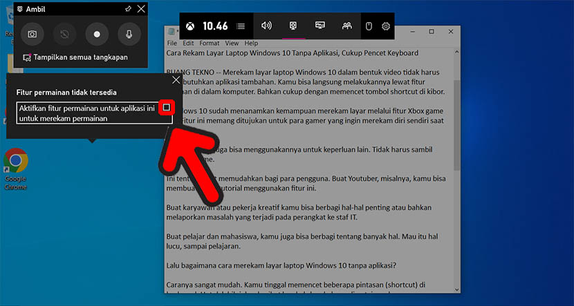 Langkah 2 screen record di laptop Windows