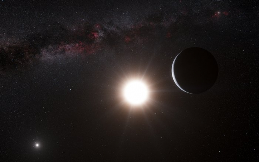 Ilustrasi planet mengitari bintang Toliman. (ESO/L. Calçada/Nick Risinger)
