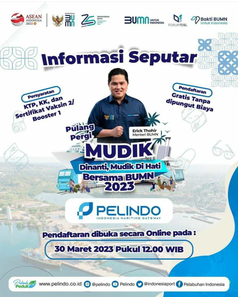 Mudik gratis Pelindo 2023. Siang Ini Pelindo Buka Mudik Gratis Pergi-Pulang, Buruan Daftar! Foto: Instagram