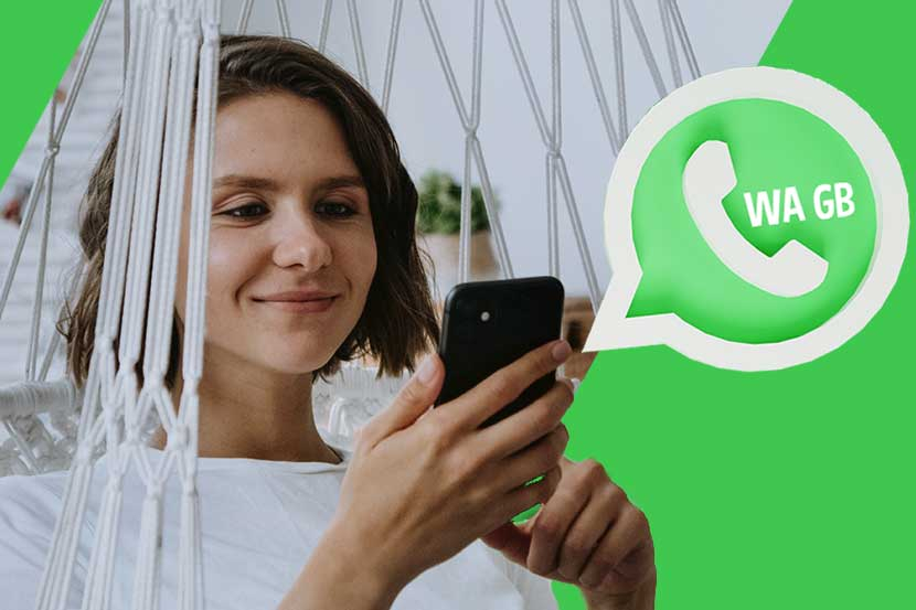 Wanita dan logo GB Whatsapp Messenger 2023 anti-banned. Ilustrasi