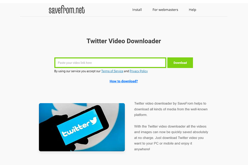 Laman Twitter Downloader Savefrom.net