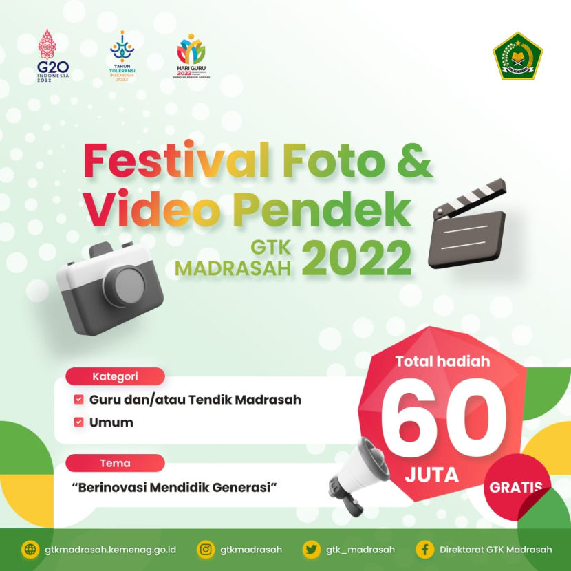 Kemenag menggelar Festival Foto dan Video Pendek Guru dan Tenaga Kependidikan (GTK) Madrasah 2022. Foto : kemenag