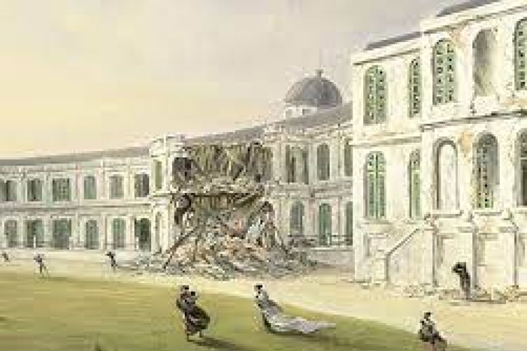 Istana Butenzorg hancur karena gempa. Gempa besar di Kota Bogor sempat hancurkan Istana Buitenzorg alias Istana Bogor pada 10 Oktober 1834.