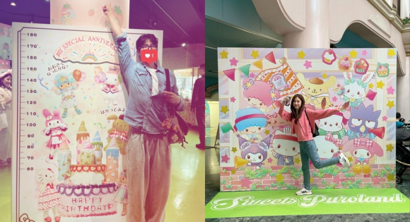 Kim So-eun dan Son Jae-rim mengunggah foto yang sama saat berlibur ke Sanrio Puroland, Tokyo, Jepang. Foto: Instagram