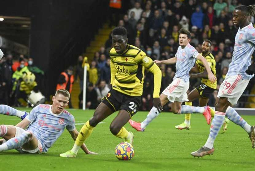 Manchester United saat dibantai Watford 1-4 di Vicarage Road pada November 2021. 