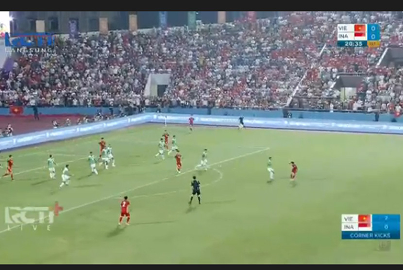 Tangkapan layar live streaming Timnas Indonesia U-23 vs Vietnam U-23. (RCTI+)