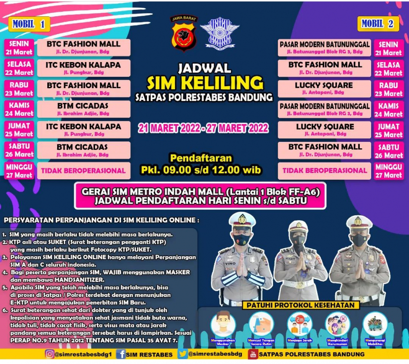 Jadwal SIM Keliling di Kota Bandung Jum'at 25 Maret 2022/ Satlantas Polrestabes Bandung